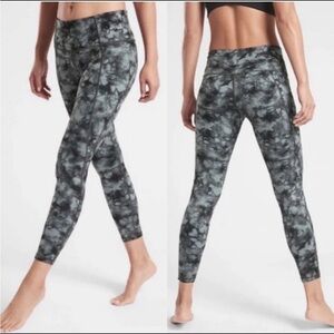 Athleta Chaturanga Full Length Leggings Tie Dye Gray Cloud Super Soft Sz XS